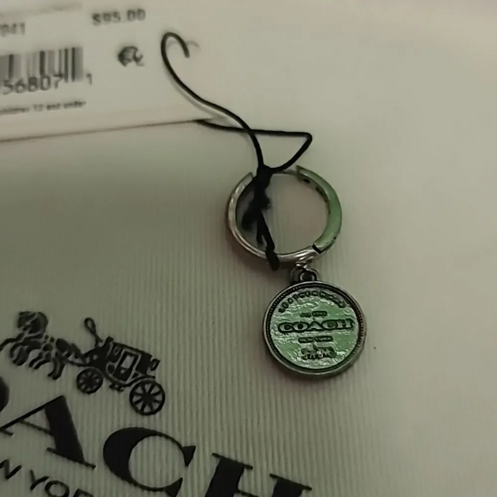COACH Sterling Silver Signature Rexy Charm Huggie Earring NWT - Picture 6 of 8